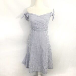 J. Crew Seersucker Striped Off Shoulder Dress 0P